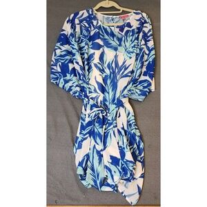 Flying Tomato Dress Women’s Size M Sash Tropical Floral Print Mini Kaftan NWT